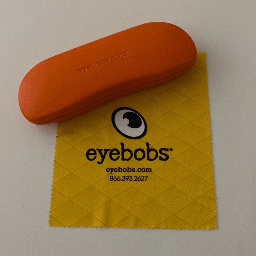Eyebobs orange glasses case